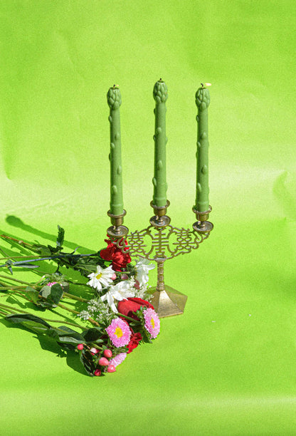 Asparagus Taper Candlestick Set